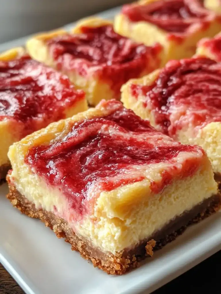 strawberry lemon cheesecake bars close up