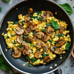 mushroom spinach scrambled eggs