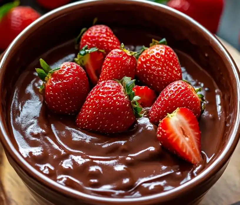 chocolate fondue close up