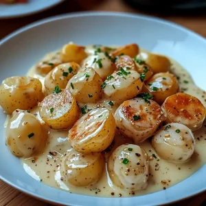 Creamy Garlic Sauce Baby Potatoes