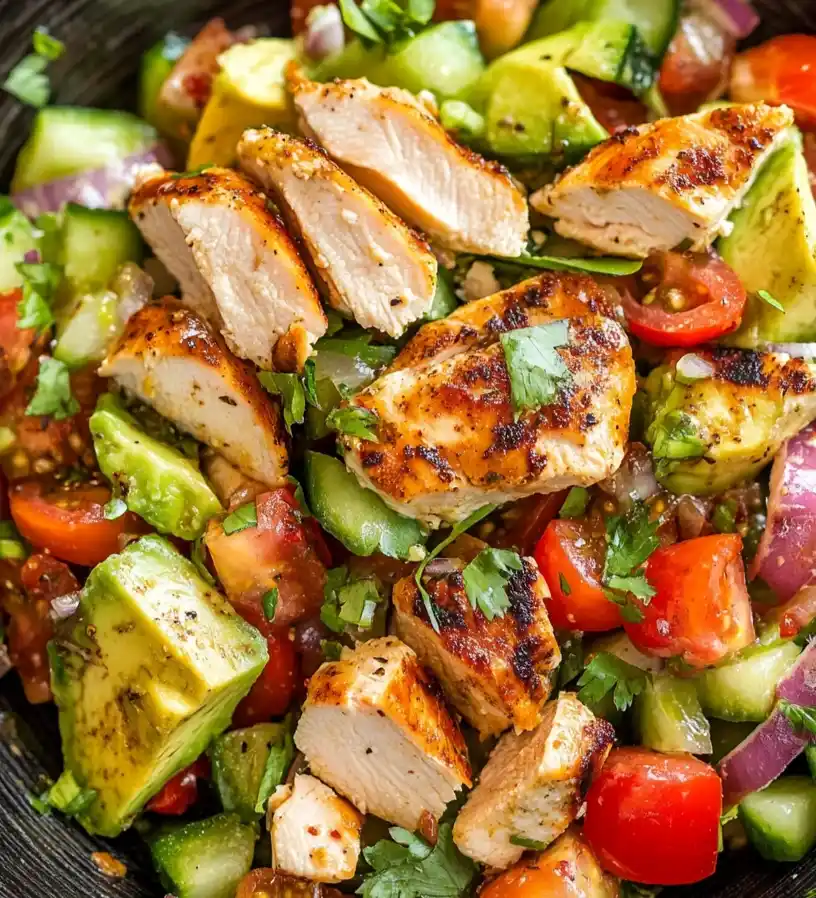 close up Healthy Avocado Chicken Salad
