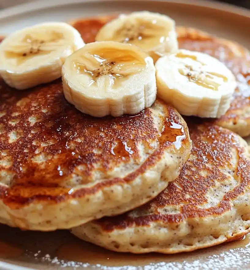 3 ingredient banana oatmeal pancakes close up