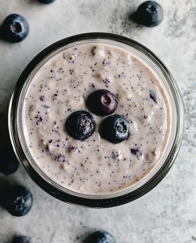Blueberry Overnight Oats close up