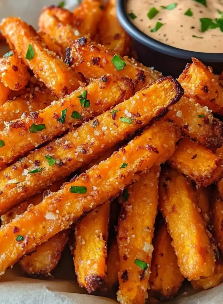 Crispy Oven Baked Sweet Potato Fries close up