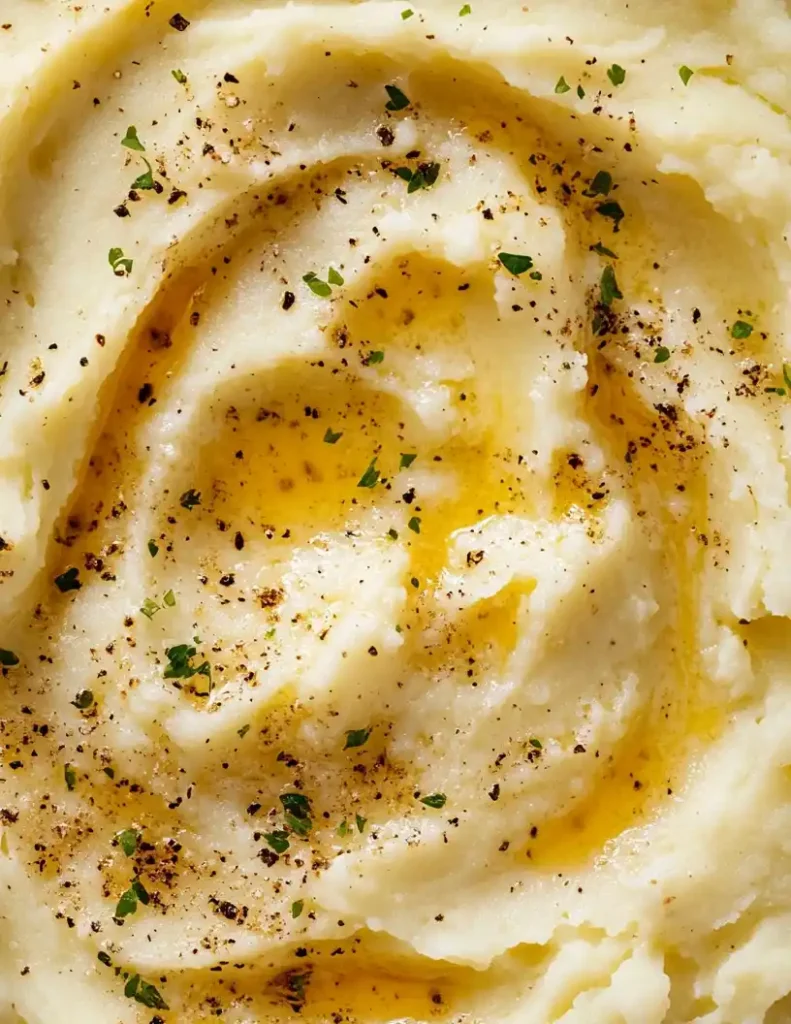 close up Roasted Garlic Mashed Potatoes