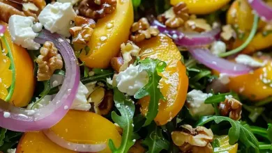 Straightforward Peach Arugula Salad