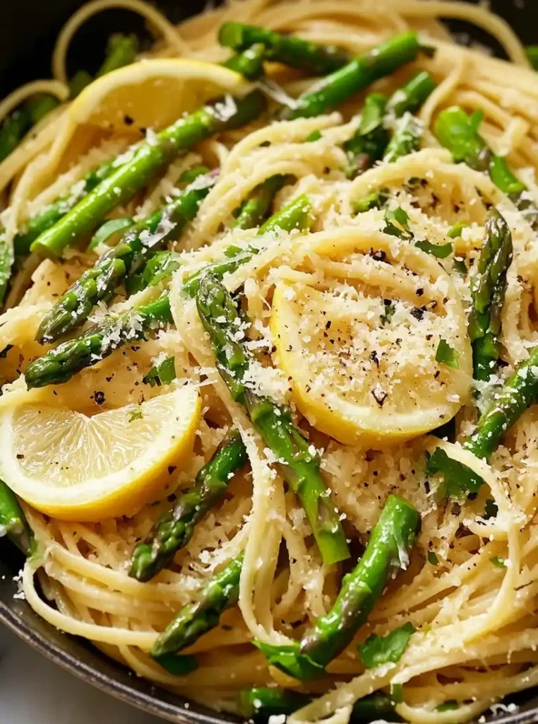 Lemon Asparagus Pasta close up