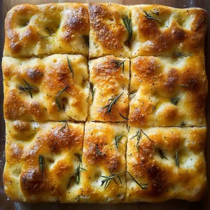 focaccia bread from a top view