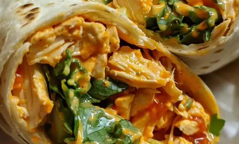 Fast Buffalo Rooster Salad Wrap