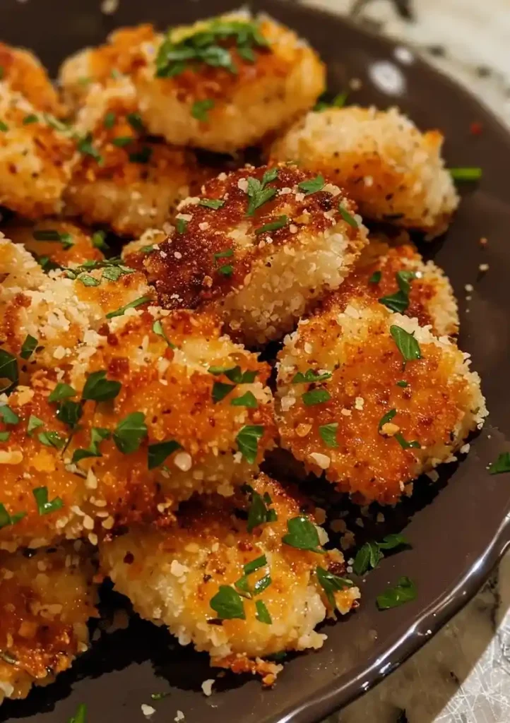 garlic parmesan chicken bites on a plate