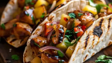 Teriyaki Rooster Tacos with Grilled Pineapple Pear Salsa Teriyaki Rooster Tacos with Grilled Pineapple Pear Salsa