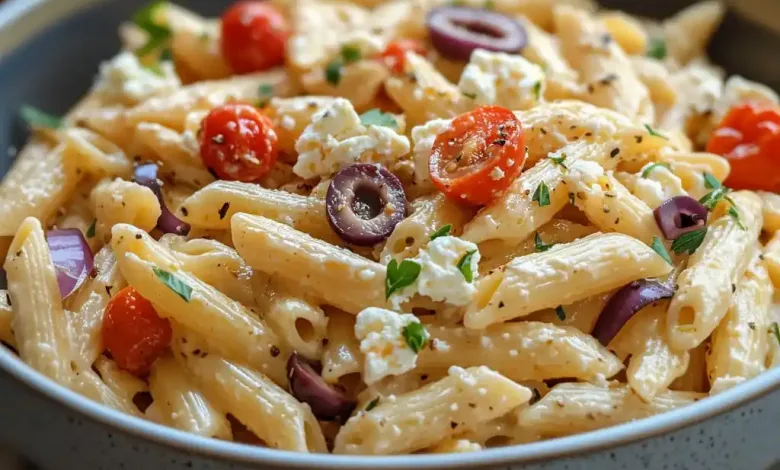 Greek Pasta with Feta & Olives Greek Pasta with Feta & Olives
