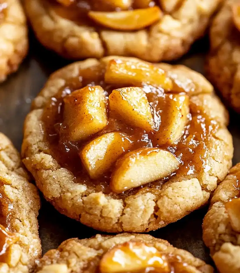 close up apple pie cookies