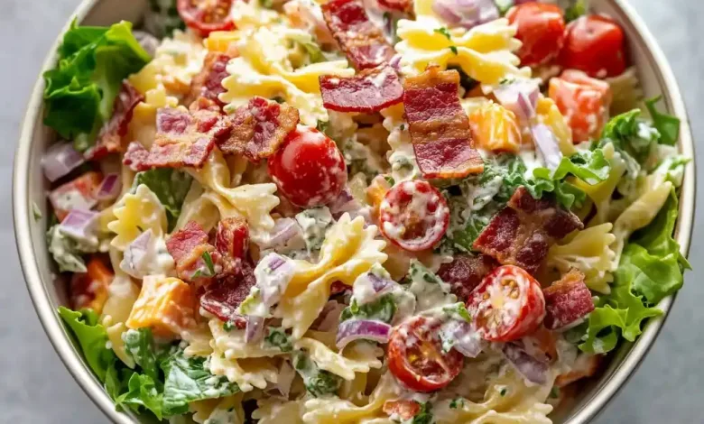 BLT Pasta Salad Recipe (Creamy & Crunchy)