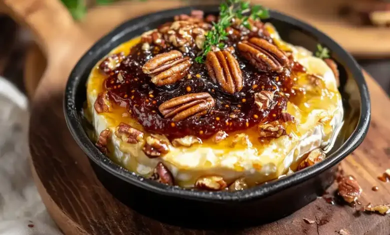 Baked Brie with Fig Jam and Pecans