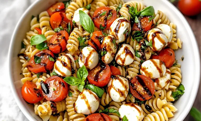 Caprese Pasta Salad with Balsamic Glaze (20-Minutes)