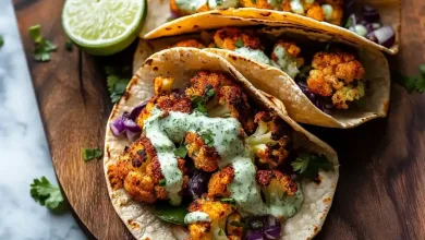 Cauliflower Tacos with Cilantro Lime Crema Cauliflower Tacos with Cilantro Lime Crema