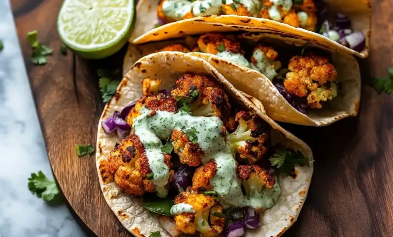 Cauliflower Tacos with Cilantro Lime Crema