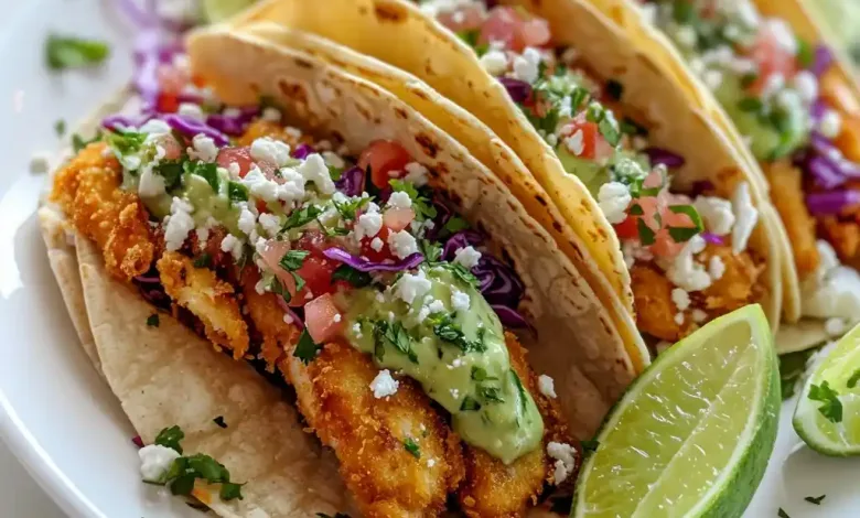 Crispy Baja Fish Tacos with Avocado Crema (30-Minutes)