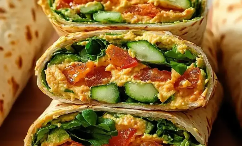 Simple and Wholesome Veggie Hummus Wraps Simple and Wholesome Veggie Hummus Wraps