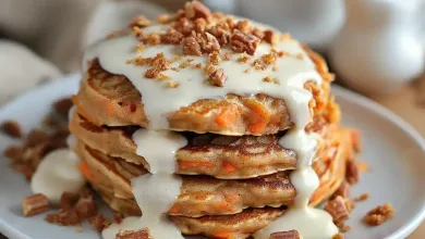 Fluffy Carrot Cake Pancakes with Cream Cheese Drizzle Fluffy Carrot Cake Pancakes with Cream Cheese Drizzle