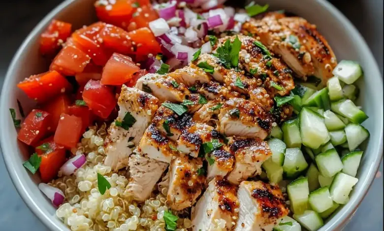 Greek Chicken Quinoa Bowl (Healthy & Flavorful) Greek Chicken Quinoa Bowl (Healthy & Flavorful)