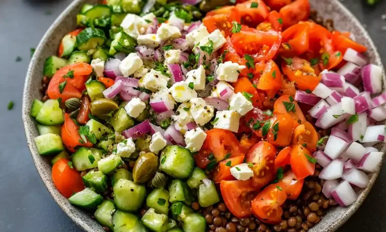 Healthy Mediterranean Lentil Salad