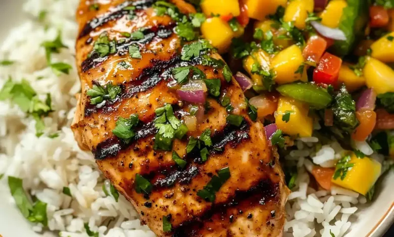 Honey Lime Hen with Mango Salsa