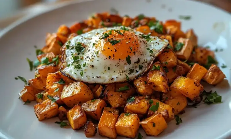 Sweet Potato Hash with Eggs (Hearty & Healthy Breakfast) Sweet Potato Hash with Eggs (Hearty & Healthy Breakfast)