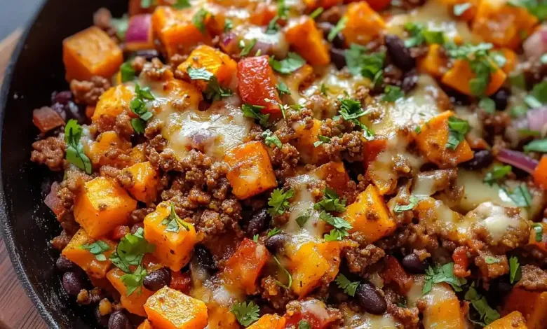 Tex-Mex Candy Potato Hash with Floor Beef Tex-Mex Candy Potato Hash with Floor Beef