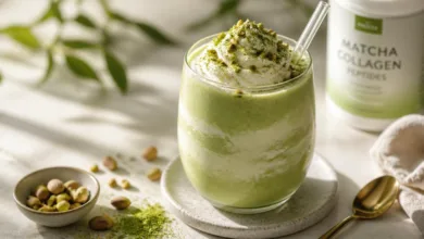 Creamy Pistachio Matcha Collagen Smoothie for High Protein Breakfast Creamy Pistachio Matcha Collagen Smoothie for High Protein Breakfast