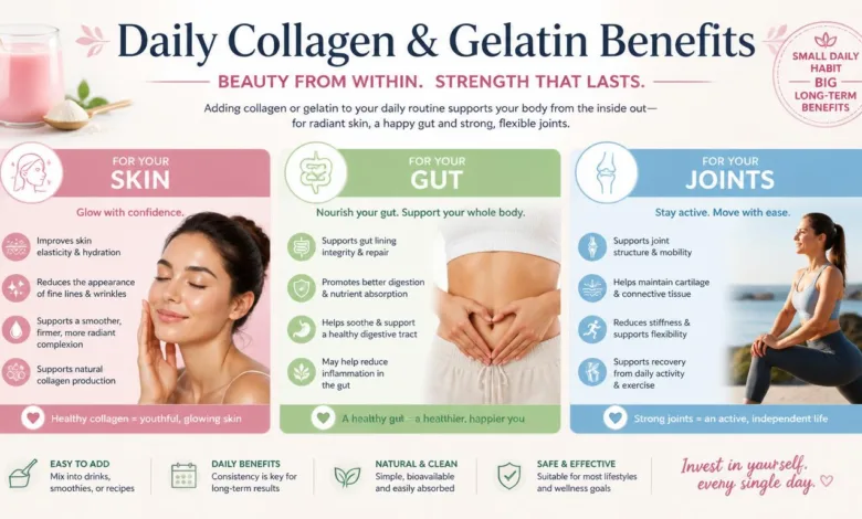 Daily Collagen and Gelatin Benefits for Skin, Gut and Joints