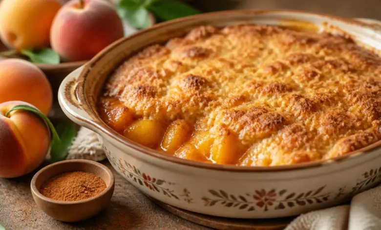 Peach cobbler with canned peaches Peach cobbler with canned peaches